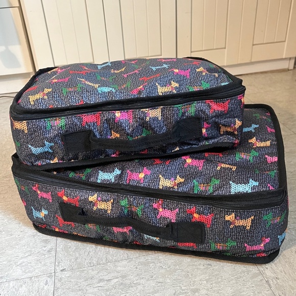 unbranded Accessories - Colorful Terrier Dog Pattern Nylon Zipper Travel Packing Cubes 2 Piece Set